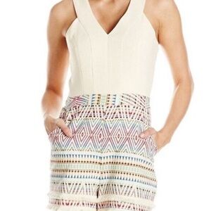 Adelyn Rae Cream and Multicolor Geometric Jumpsuit